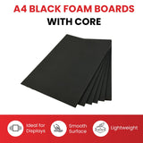 Pack of 10 A4 5mm Black Foam Boards with Core – 210 x 297mm