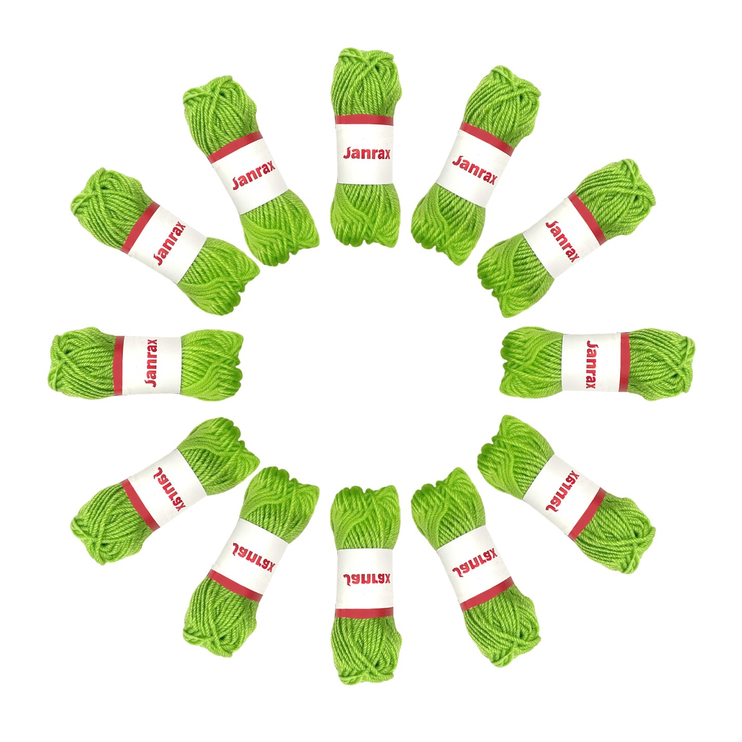 Pack of 5 Light Green Acrylic Yarn Rolls – 10g each, 4 Strand 8 Ply Knitting Wool