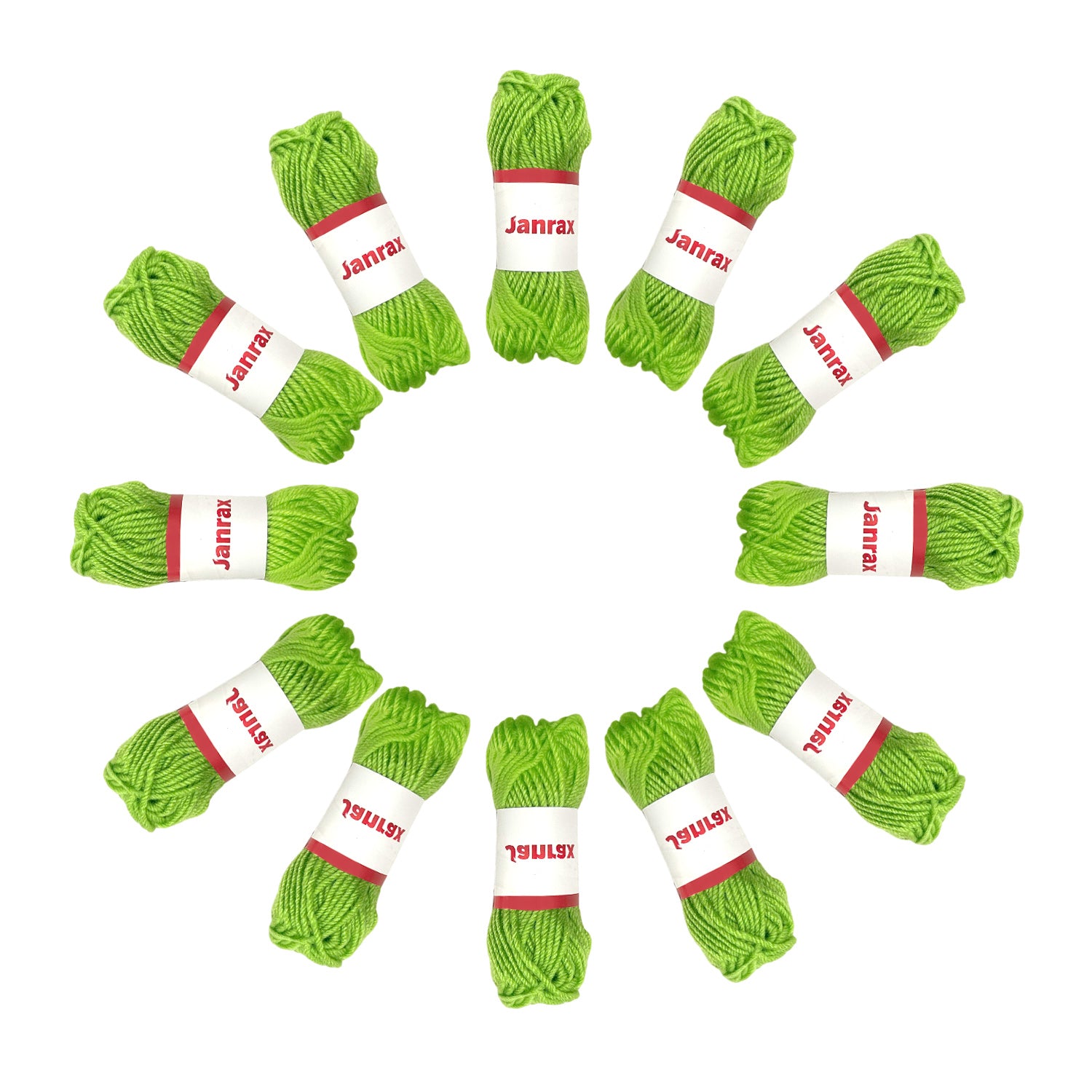 Pack of 5 Light Green Acrylic Yarn Rolls – 10g each, 4 Strand 8 Ply Knitting Wool