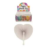 White Paper Heart Fan with White Plastic Handle(14.5cm)