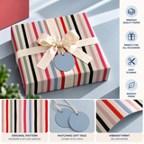 Pack of 2 Candy Stripe Parade Design 50 x 70 cm Gift Wrap Sheets with 2 Tags - Valentine’s Day Birthdays Festive Gifting