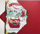 GIRLFRIEND, NICE VERSE OWL LOVE COUPLE CHRISTMAS GREETING CARD 