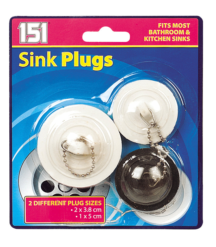 Bathroom & Kitchen Rubber Sink Plugs - 3 Pack Fits Most Plugs
