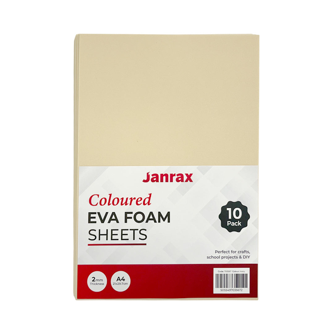 Pack of 10 A4 Ivory Coloured EVA Foam Sheets