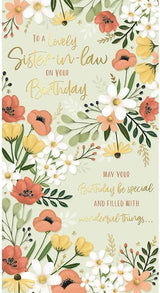 Sister in Law Birthday Card Floral Design 