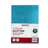 Pack of 10 A4 Light Blue Glitter EVA Foam Sheets