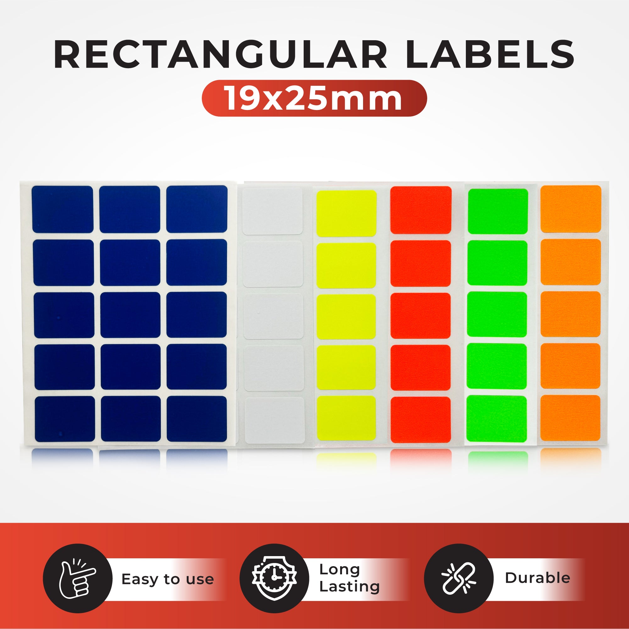 Pack of 60 Fluorescent Green 19x25mm Rectangular Labels - Adhesive Stickers