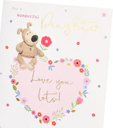 Daughter Birthday Card Boofle On A Big Heart of Flowers 
