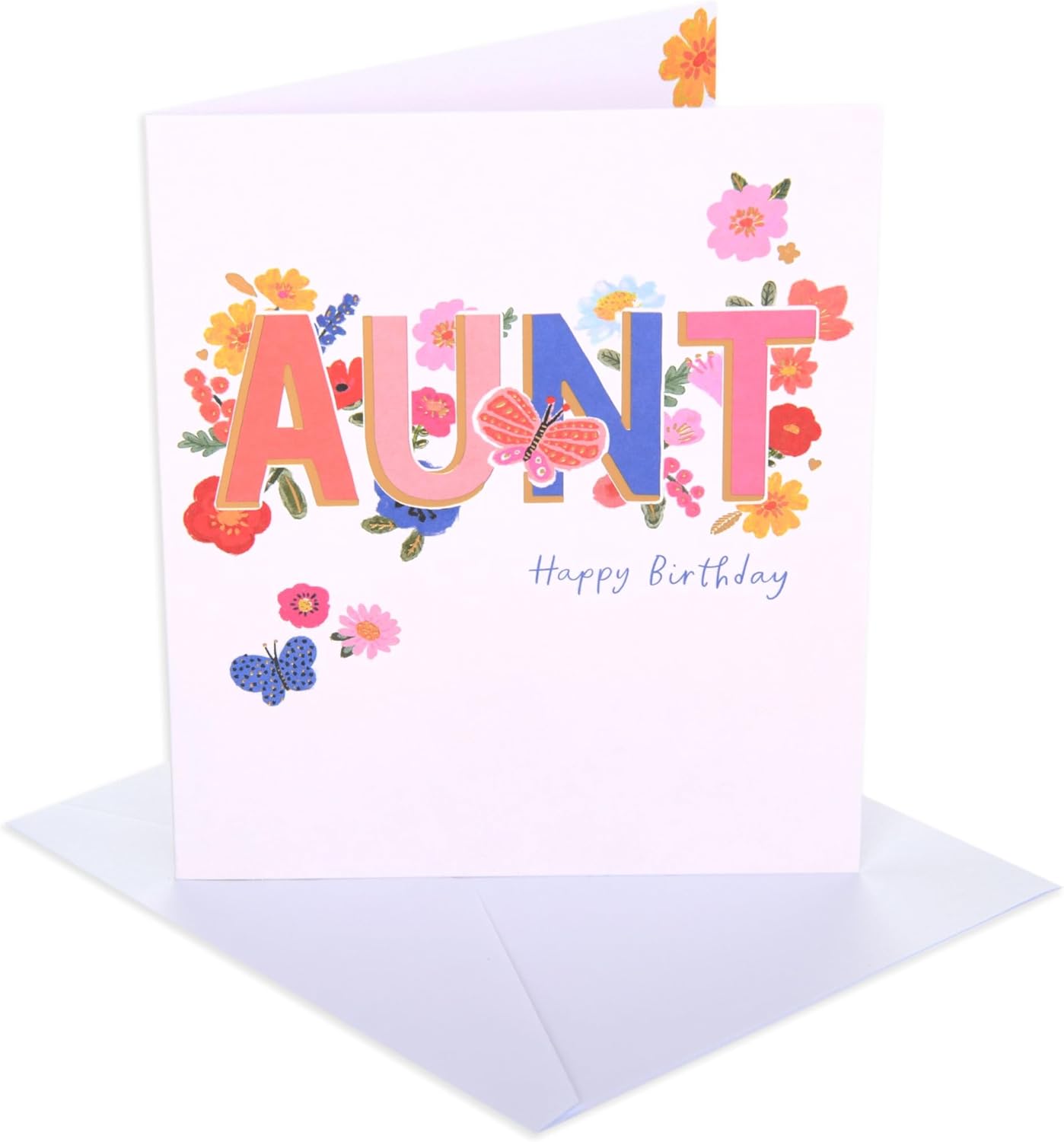 Aunt Birthday Card Flowers Lettering Design  Auntie