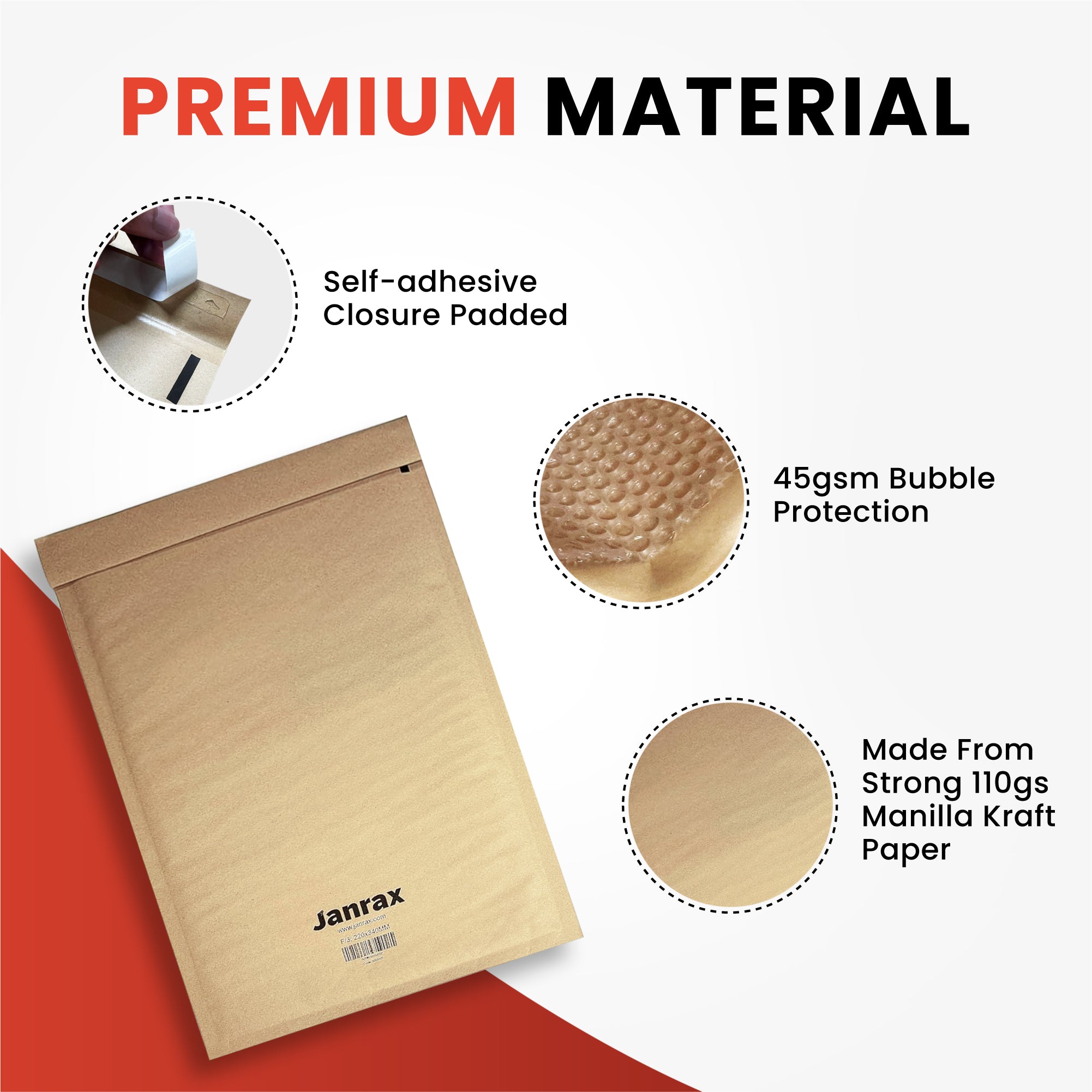 Bubble Lined Size 00/B Padded Brown Postal Envelope by Janrax