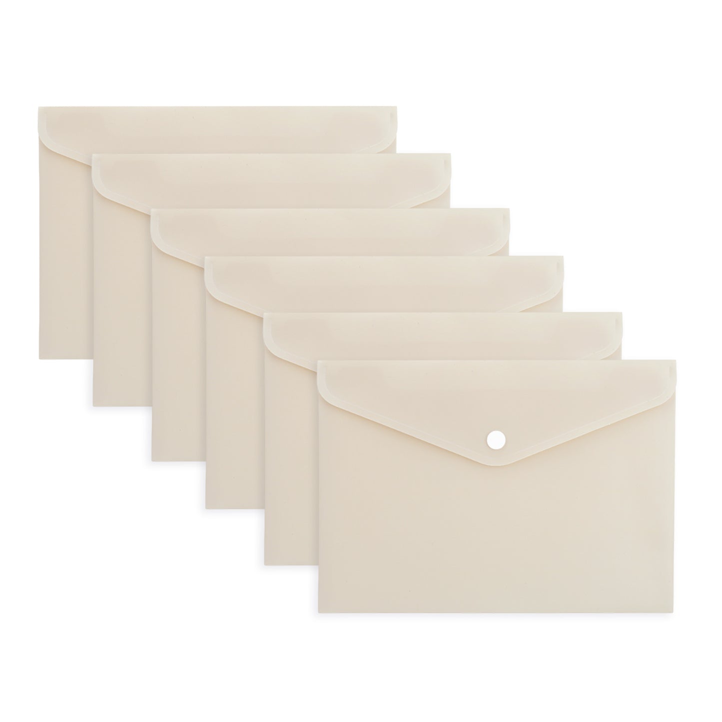 Pack of 12 A5 Ivory Soft Touch Plastic Document Wallets with Button Closure