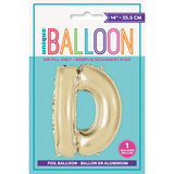 Gold Letter D Shaped Foil Balloon 14"