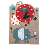 You're 2nd Elephant With Balloons Die Cut Design Birthday Card