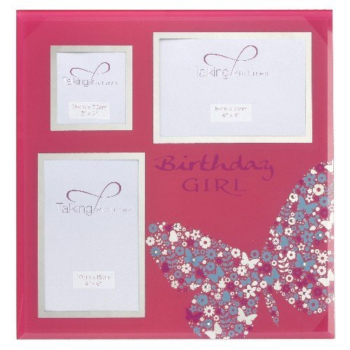Talking Pictures, Razzle Dazzle, Shocking Pink, Birthday Girl, Collage, glass Photograph Frame. An ideal birthday gift for her (TP132BG).