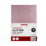 Pack of 10 A4 Pink Glitter EVA Foam Sheets