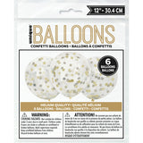 Pack of 6 Clear Latex 12" Balloons with Gold & Silver Foil Confetti