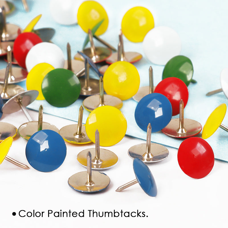 Tub of 200 Assorted Colour Metal Thumbtacks 11mm