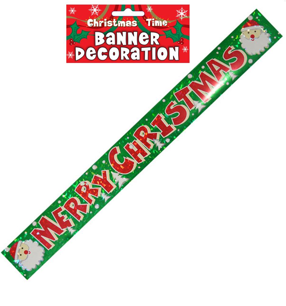 Merry Christmas Holographic Foil Banner Decoration {DC}