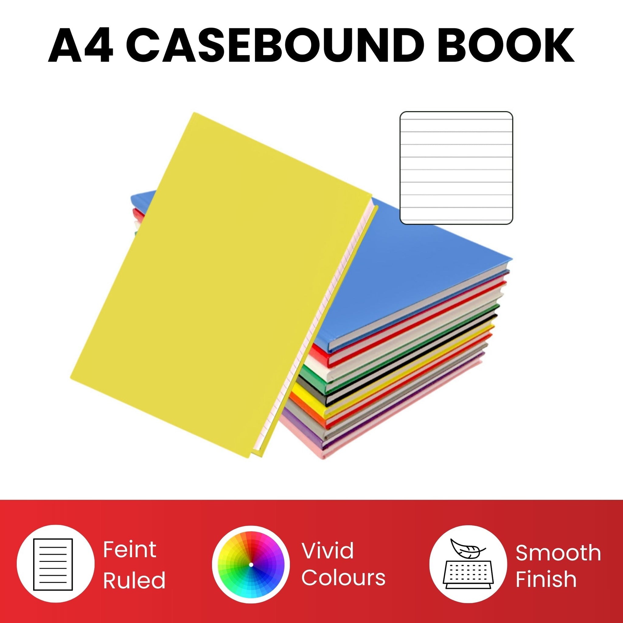A4 160 Pages 8mm Ruled Orange Casebound Notebook
