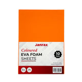 Pack of 10 A4 Orange Coloured EVA Foam Sheets