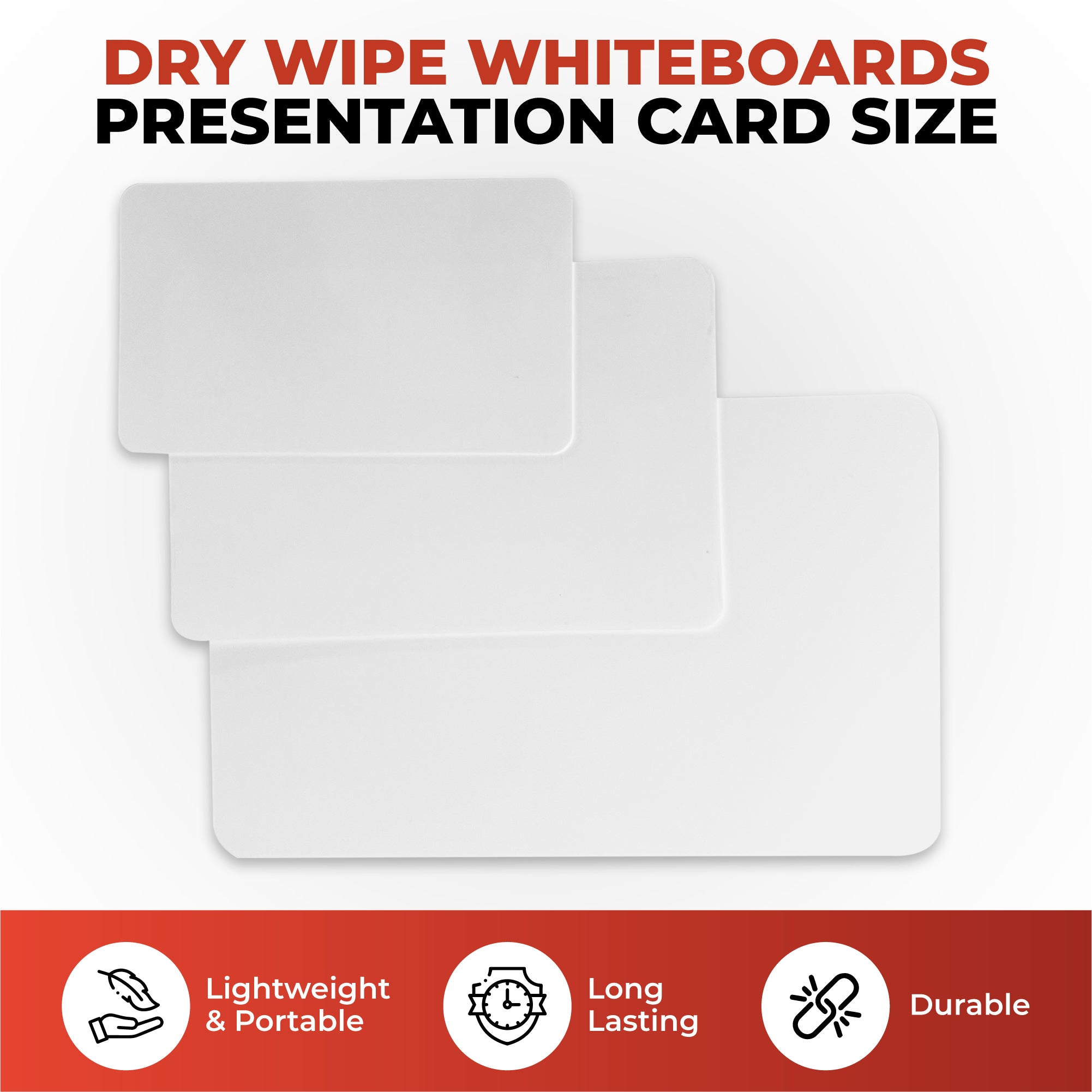 Pack of 12 5x3" Dry Wipe Whiteboards - Presentation Card Size