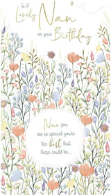 Nan Birthday Card Watercolour Design Floral 