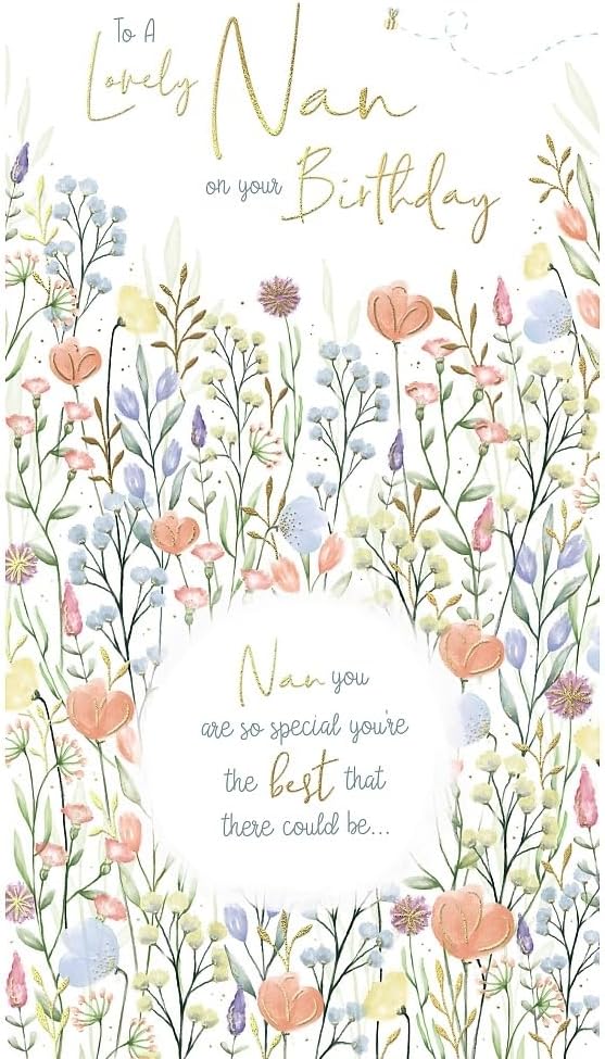 Nan Birthday Card Watercolour Design Floral 
