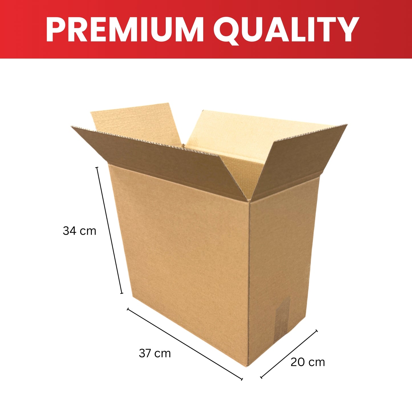 Cardboard Packing Box 37x20x34cm — 3mm Corrugated Flute {DNL}