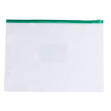 Pack of 12 A4 Clear Zippy Bags with Green Zip