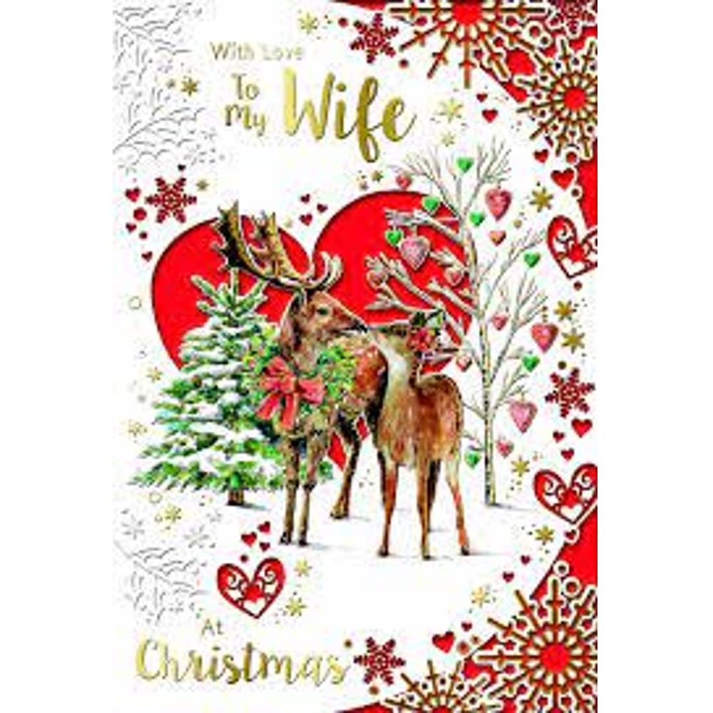 With Love to My Wife Lovely Heart Christmas Card sentimental