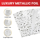 Pack of 10 Stars Luxury Silver Metallic Plastic-Free 18gsm Tissue Paper Sheets 50x70cm