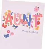Aunt Birthday Card Flowers Lettering Design  Auntie