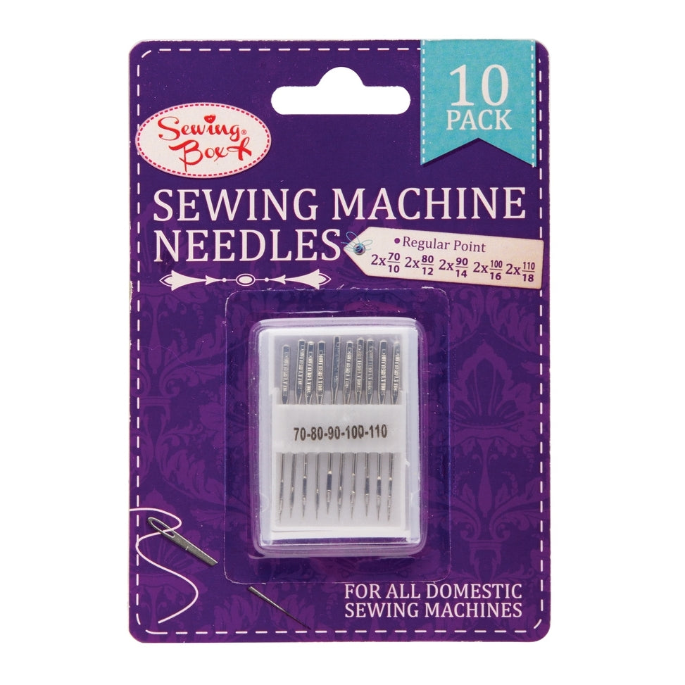 Pack of 10 Sewing Machine Needles In Plastic Box by Sewing Box {DC}