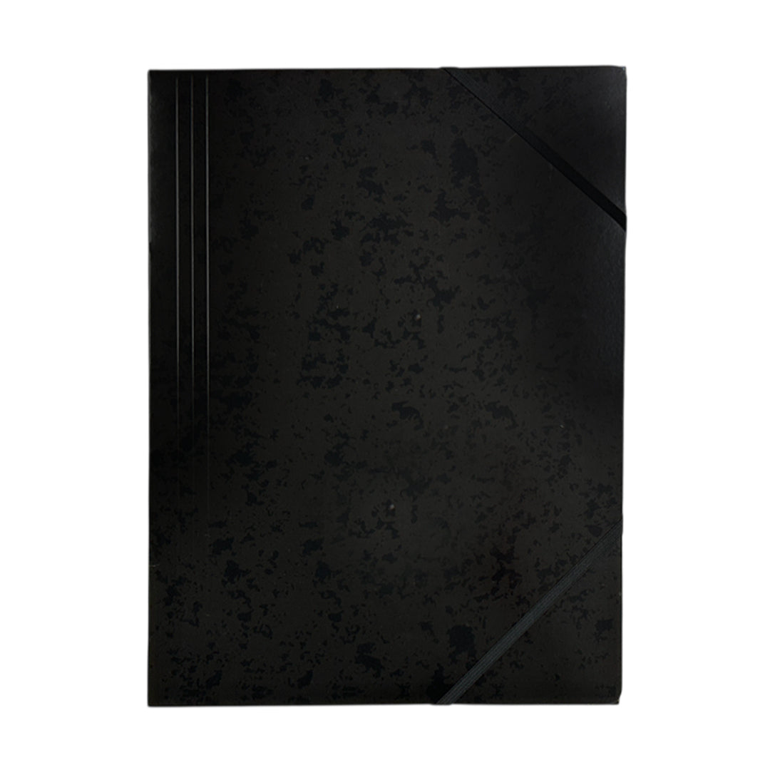 A4 Black Card 3 Flap Folder With Elastic Closure