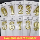 0 Number Gold-Plated Candle For Birthday Party