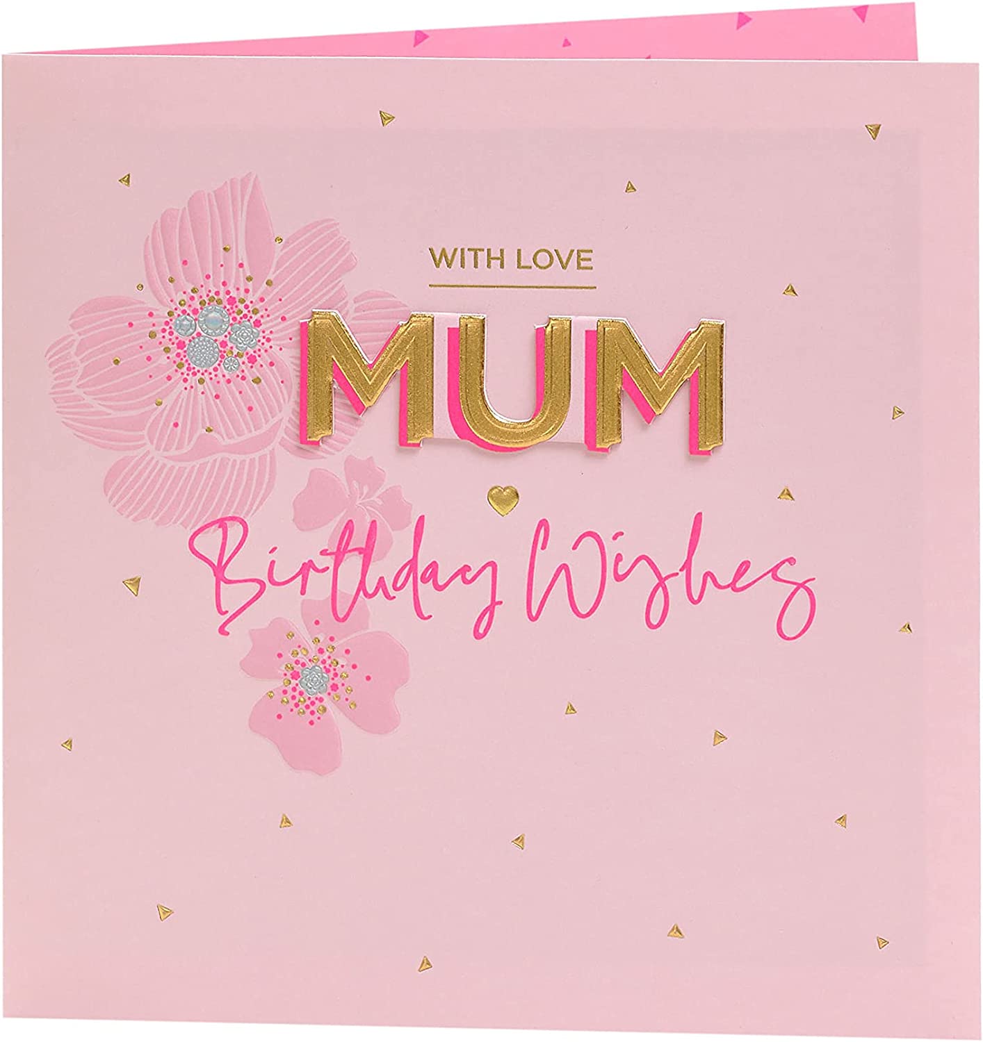 Pink Flower Design Mum Birthday Card With Envelope {DC}