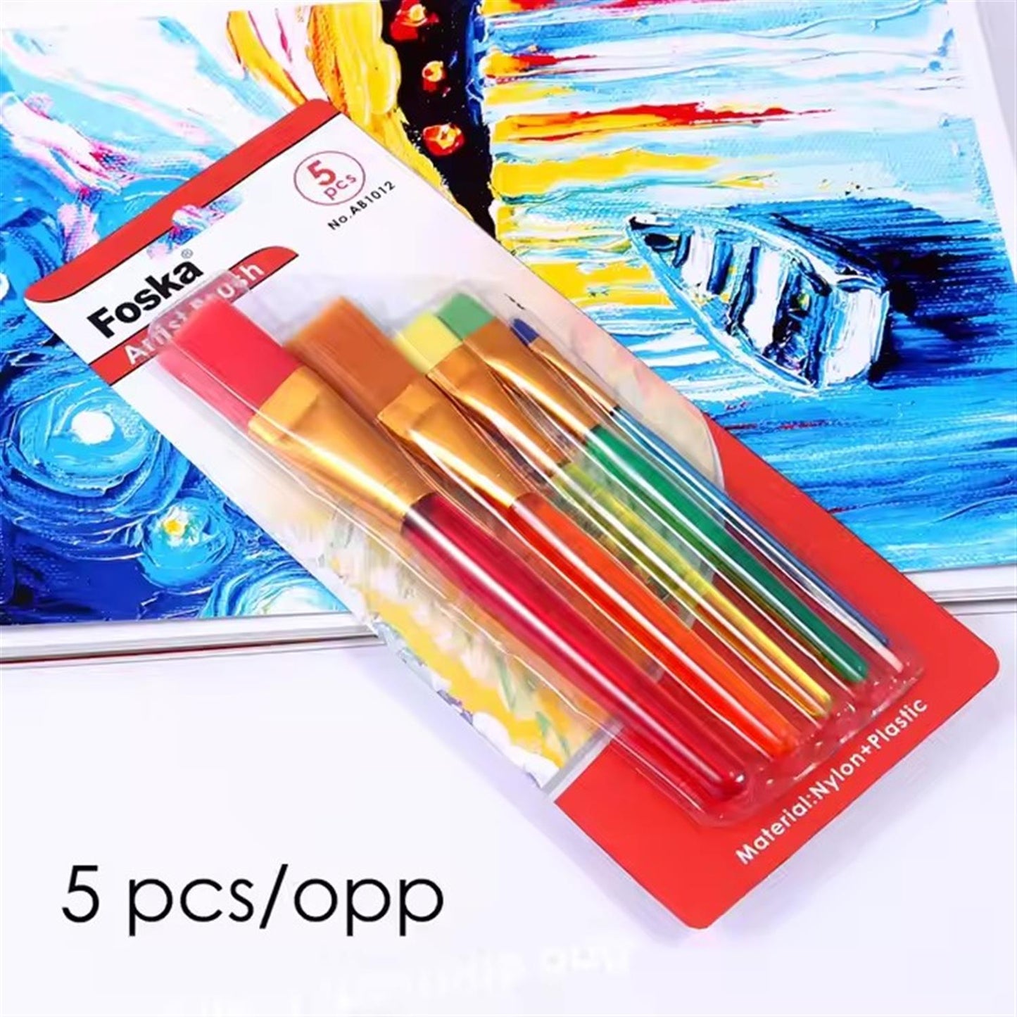 5 Pieces Plastic Handle Nylon Artist Brush for Painting
