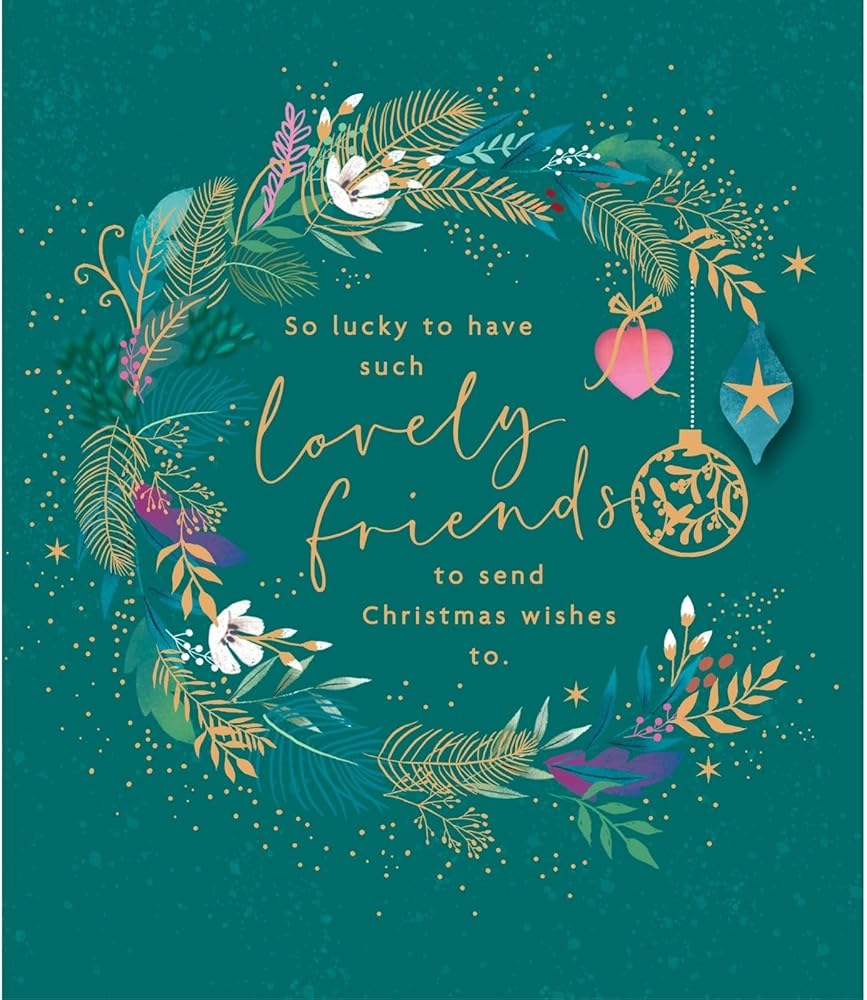 Wreath Design Lovely Friends Christmas Card