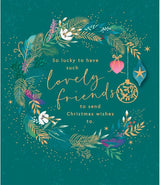 Wreath Design Lovely Friends Christmas Card