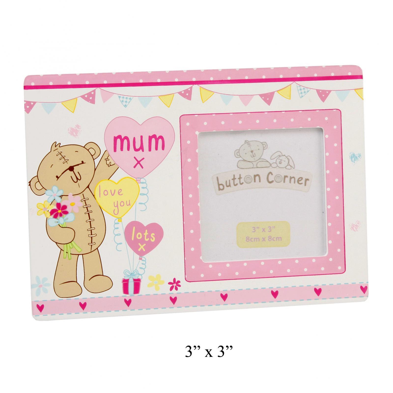 Button Corner MDF Photo Frame 3x3 - Mum Quality Birthday Gift