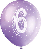 Pack of 5 Number 6 12" Latex Balloons