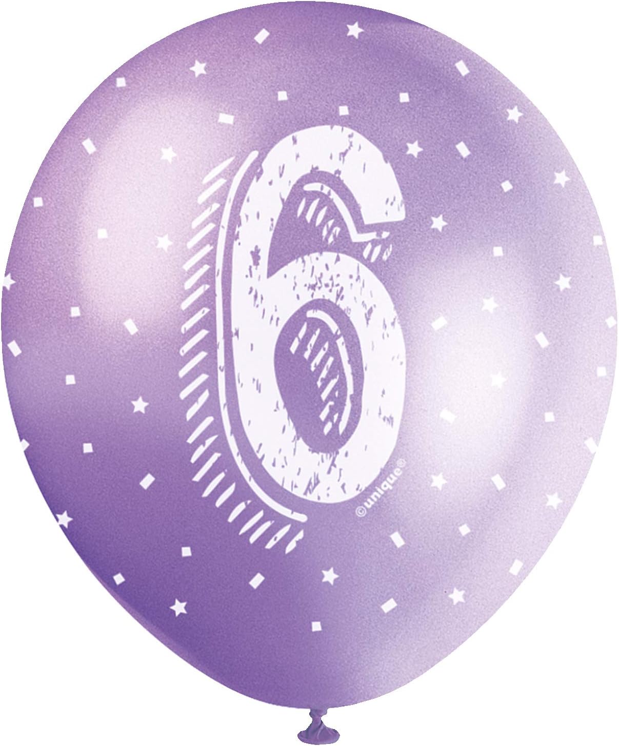 Pack of 5 Number 6 12" Latex Balloons