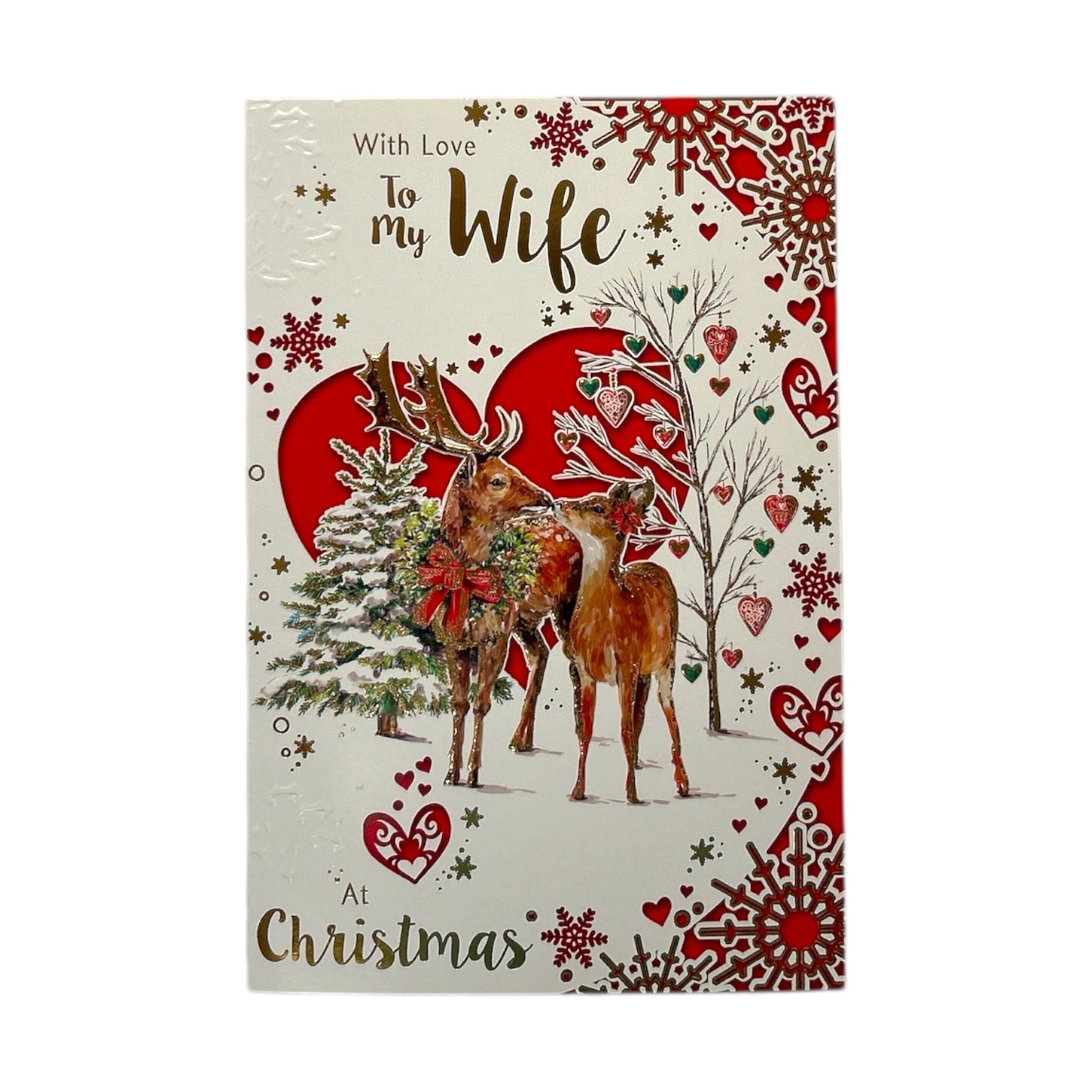 With Love to My Wife Lovely Heart Christmas Card sentimental