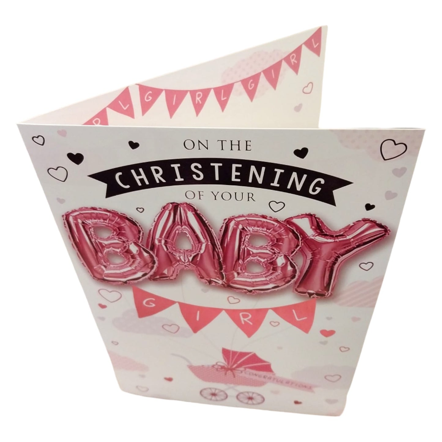 On the Christening of your Baby Girl Balloon Boutique Greeting Card