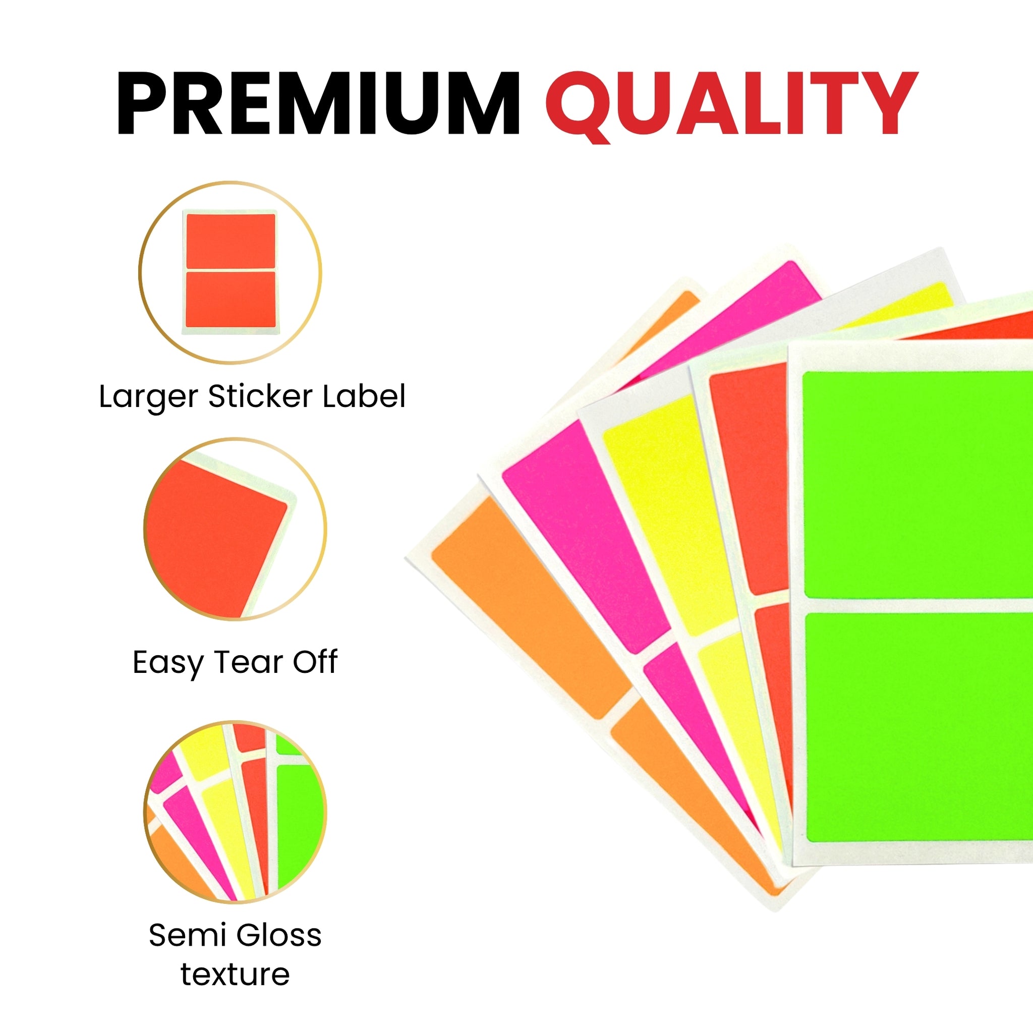 Pack of 8 Fluorescent Red 50x80mm Rectangular Labels
