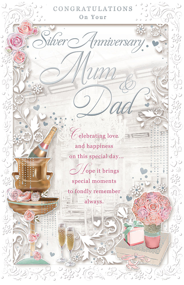 Mum & Dad Silver Anniversary Congratulations Opacity Card