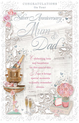 Mum & Dad Silver Anniversary Congratulations Opacity Card