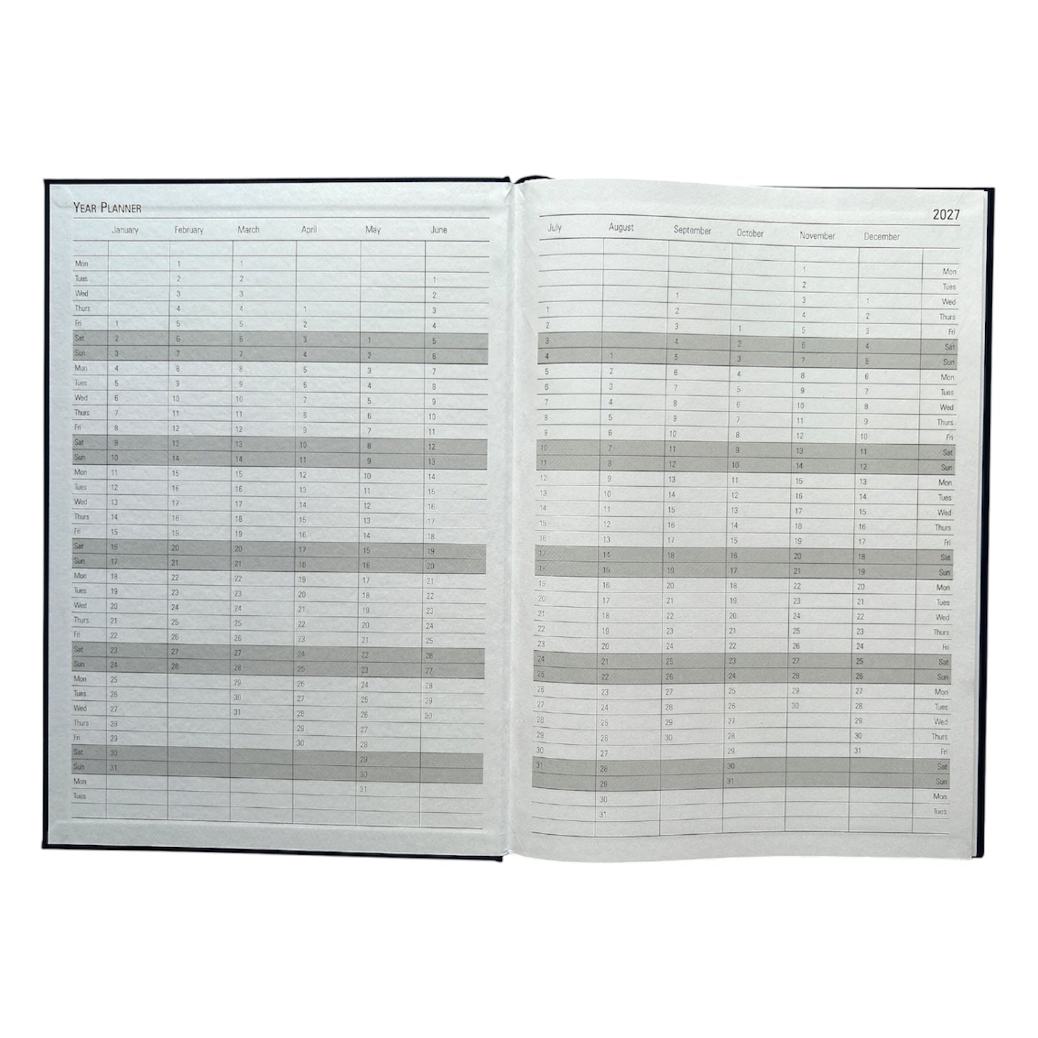 Janrax 2027 A4 Week To View Burgundy Desk Diary