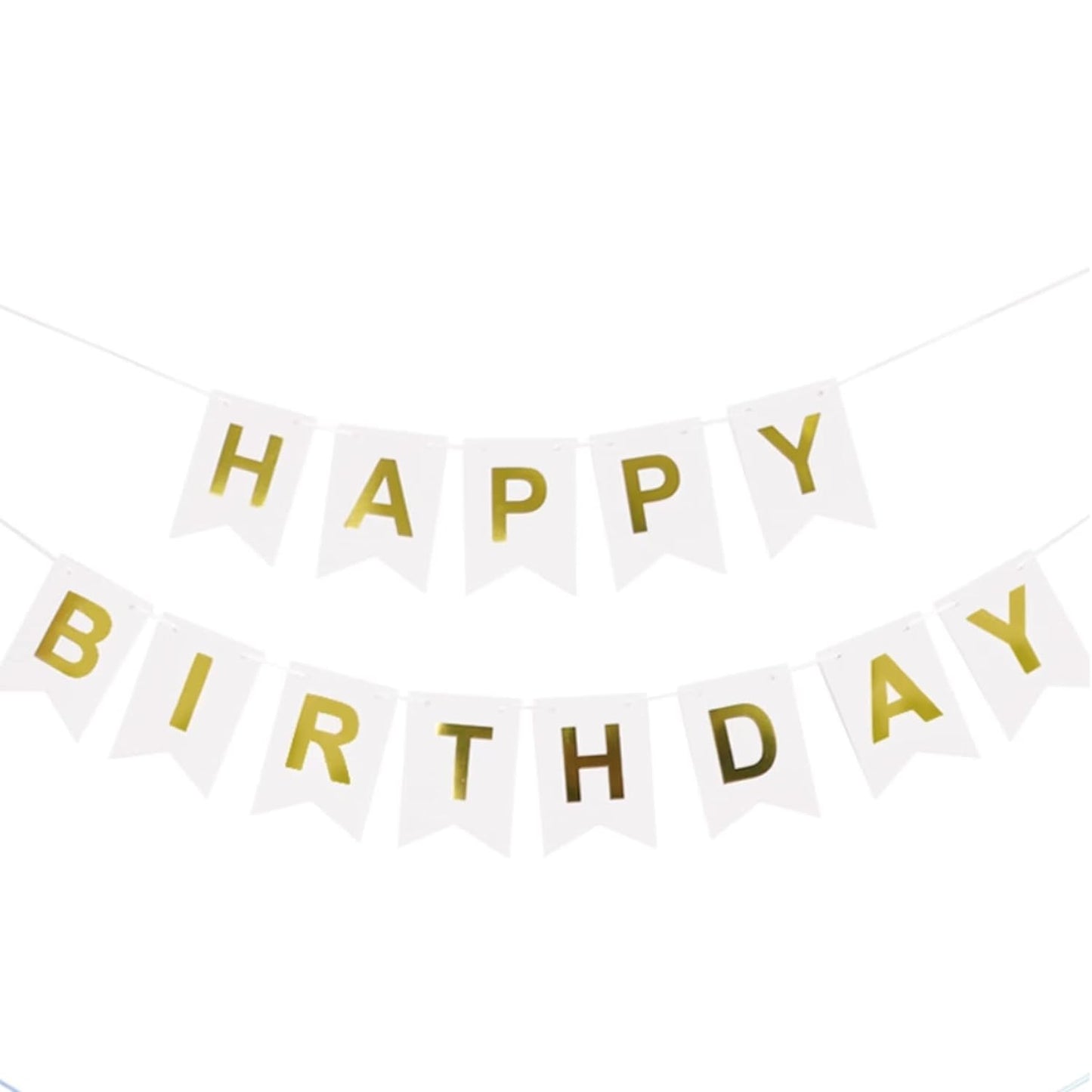 White Happy Birthday Party Banner