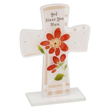 Mum sentiment glass cross 'God bless you mum'
